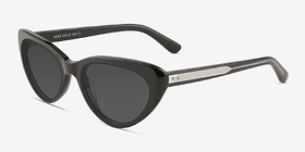 Dora Noir Acétate Soleil de Lunette de vue d'EyeBuyDirect, Vue d'Angle