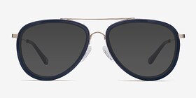 Duke Bleu Métal Soleil de Lunette de vue d'EyeBuyDirect, Vue de Face