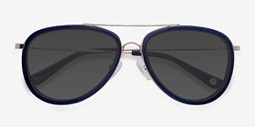 Duke Bleu Métal Soleil de Lunette de vue d'EyeBuyDirect, Vue Rapprochée