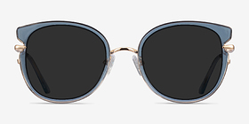 Fascination Clear Blue Gold Plastique Soleil de Lunette de vue d'EyeBuyDirect, Vue de Face