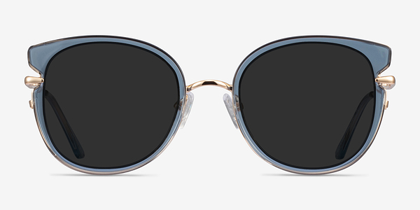 Fascination Clear Blue Gold Plastique Soleil de Lunette de vue