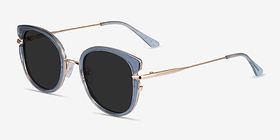 Fascination Clear Blue Gold Plastique Soleil de Lunette de vue d'EyeBuyDirect, Vue d'Angle