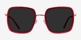 Graphene Red Gold Métal Soleil de Lunette de vue d'EyeBuyDirect, Vue de Face