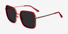 Graphene Red Gold Métal Soleil de Lunette de vue d'EyeBuyDirect, Vue d'Angle