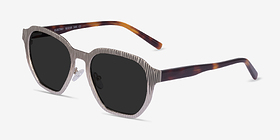 Electro Matte Silver Métal Soleil de Lunette de vue d'EyeBuyDirect, Vue d'Angle