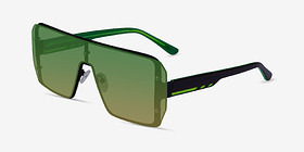 Bot Black Green Métal Soleil de Lunette de vue d'EyeBuyDirect, Vue d'Angle