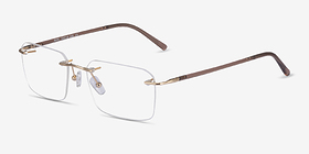Nate Gold Brown Titanium Montures de lunettes de vue d'EyeBuyDirect, Vue d'Angle