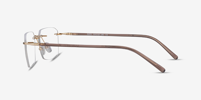 Nate Gold Brown Titanium Montures de lunettes de vue d'EyeBuyDirect