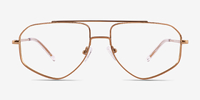 Hercules Shiny Gold  Titanium Montures de lunettes de vue d'EyeBuyDirect, Vue de Face