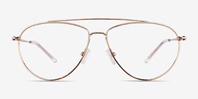 Kenji Shiny Gold Titanium Montures de lunettes de vue d'EyeBuyDirect, Vue de Face