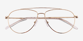 Kenji Shiny Gold Titanium Montures de lunettes de vue d'EyeBuyDirect, Vue Rapprochée