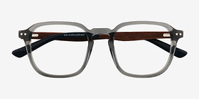 Larch Gris Wood-texture Montures de lunettes de vue d'EyeBuyDirect, Vue Rapprochée