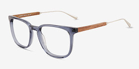 Lumber Bleu Wood-texture Montures de lunettes de vue d'EyeBuyDirect, Vue d'Angle