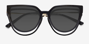 Black Vive Clip-On -  Plastic, Metal Eyeglasses