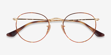 Tortoise & Gold Ray-Ban RB3447V -  Lightweight Metal Eyeglasses