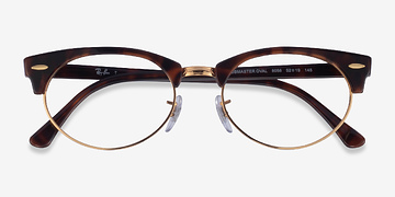 Tortoise & Gold Ray-Ban Clubmaster Oval -  Metal Eyeglasses