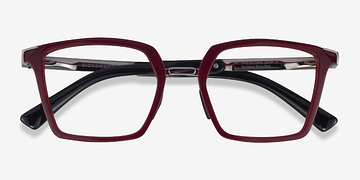 Burgundy & Silver Oakley Sideswept Rx -  Plastique Lunettes de vue