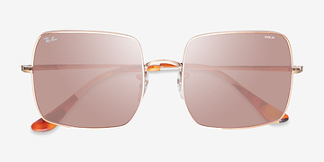 Shiny Rose Gold Ray-Ban RB1971 -  Metal Sunglasses