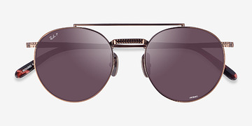 Or rose Ray-Ban Round Ii Titanium -  Titanium Lunettes de soleil
