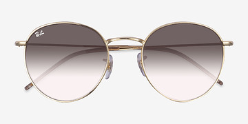 Light Gold Ray-Ban Round Reverse -  Metal Sunglasses
