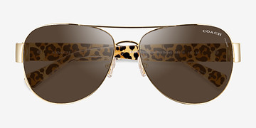Gold Ivory Wild Beast Coach HC7059 L138 -  Métal Lunettes de soleil