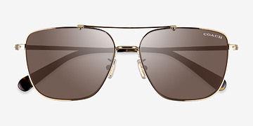 Shiny Light Gold Coach HC7137 CA576 -  Métal Lunettes de soleil