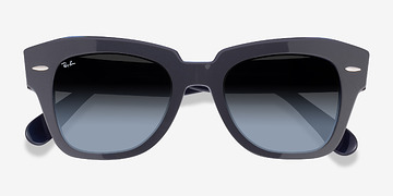 Gray On Transparent Blue Ray-Ban State Street -  Acétate Lunettes de soleil