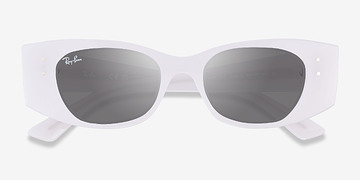 Shiny White Ray-Ban RB4427 Kat -  Plastique Lunettes de soleil