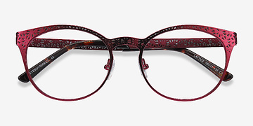 Red Purple Lattice -  Vintage Métal Lunettes de vue