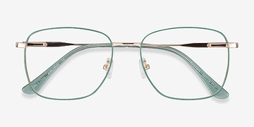 Green & Gold Kusama -  Vintage Métal Lunettes de vue