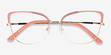 Coral & Gold Marina -  Vintage Metal Eyeglasses