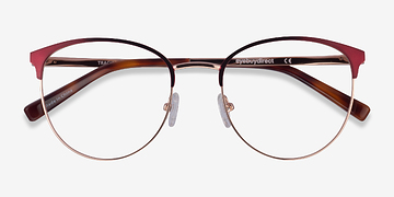 Burgundy  Rose Gold Tracie -  Metal Eyeglasses
