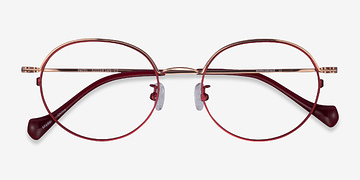 Burgundy  Rose Gold Patel -  Métal Lunettes de vue