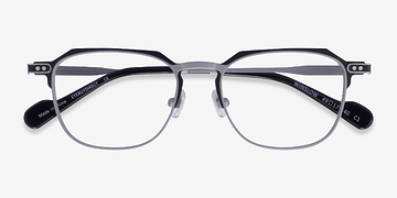 Matte Silver Black Winslow -  Aluminium Alloy Eyeglasses