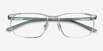 Silver Green Careerist -  Metal Eyeglasses