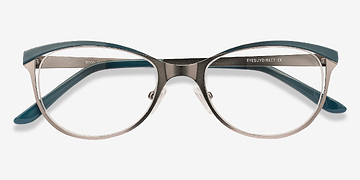 Gunmetal Green Deco -  Vintage Métal Lunettes de vue