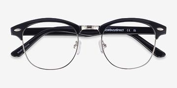Black/Silver Coexist -  Vintage Plastic, Metal Eyeglasses
