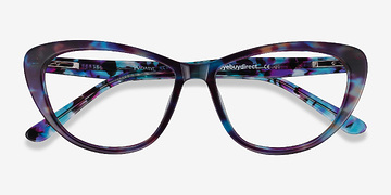 Blue Floral Yvonne -  Coloré Acétate Lunettes de vue