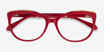 Rouge Brilliance -  Coloré Métal Lunettes de vue