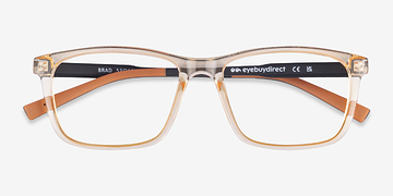 Clear Orange Black Brad -  Plastique Lunettes de vue