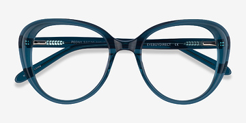Clear Teal Peony -  Acetate Eyeglasses