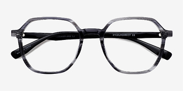 Gray Striped   Black Oscar -  Geek Acétate Lunettes de vue