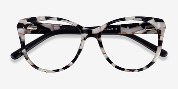 Black White Floral Thalia -  Acétate Lunettes de vue