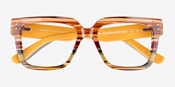 Brown Yellow Striped Vibrant -  Acetate Eyeglasses