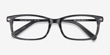 Gray Striped Requiem -  Lightweight Acetate, Metal Eyeglasses
