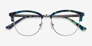 Blue Floral & Silver Sophisticated -  Acetate, Metal Lunettes de vue