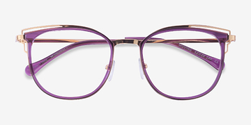 Clear Purple Gold Moving -  Metal Eyeglasses