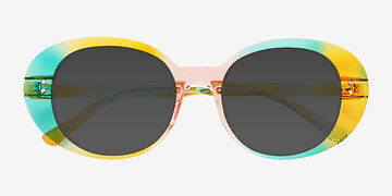 Rainbow Yellow Bold Heart -  Plastique Lunettes de soleil
