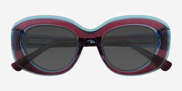 Clear Purple Blue Damast -  Écoresponsables Lunettes de soleil