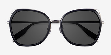 Black Silver Honesty -  Metal Sunglasses